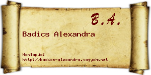 Badics Alexandra névjegykártya